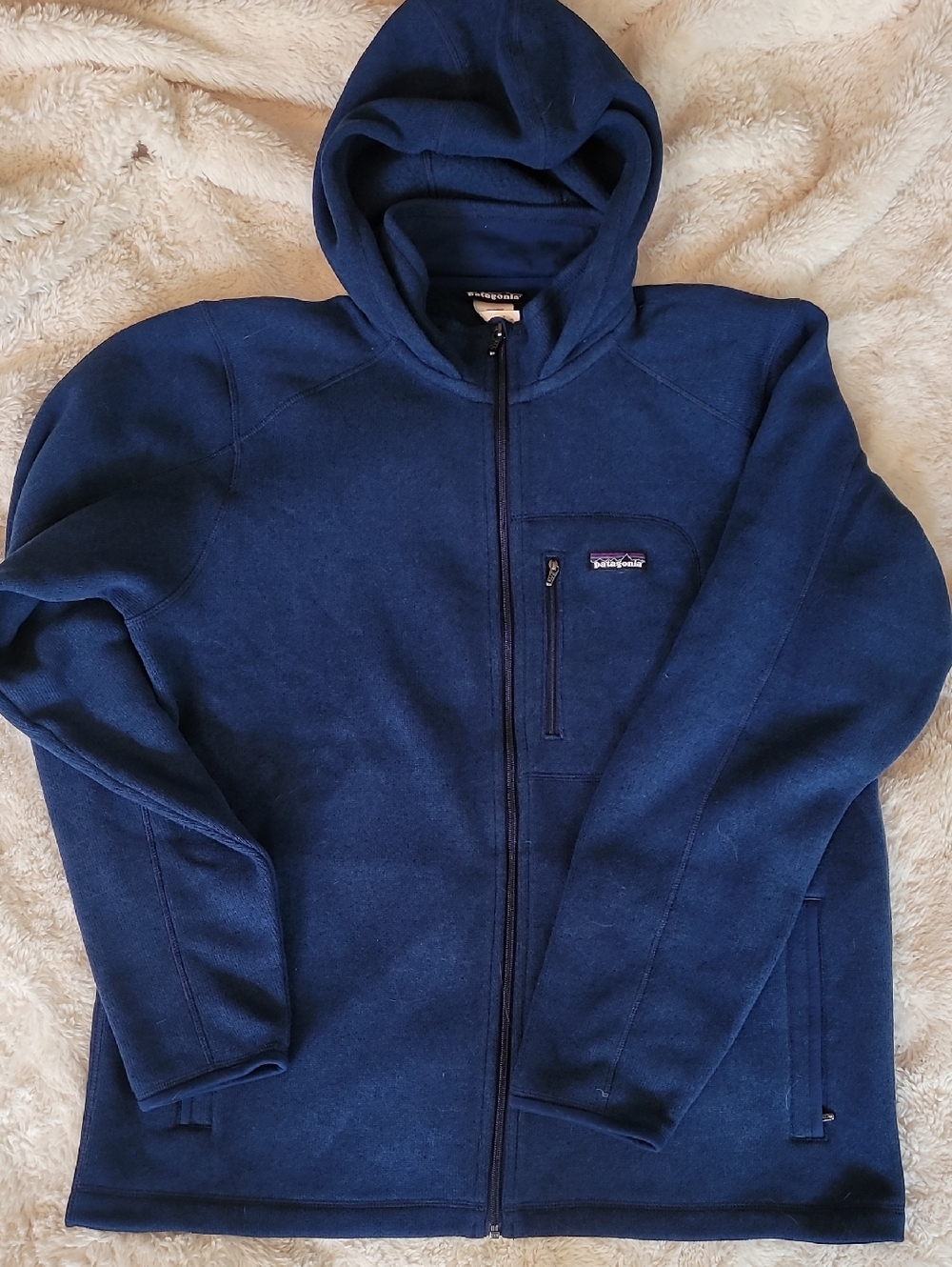 Patagonia Men’s Dark Blue Full-Zip Hooded Fleece